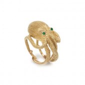 YELLOW GOLD AND EMERALD SQUID