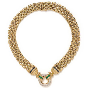 YELLOW GOLD AND MULTIGEM NECKLACE