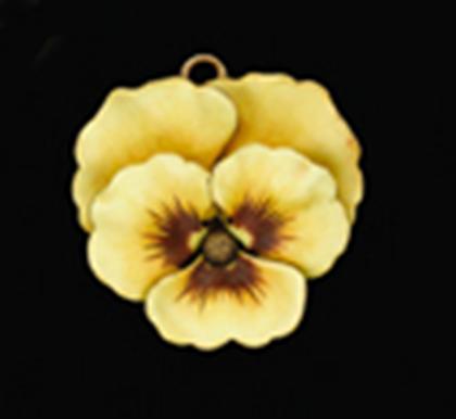 Yellow gold and yellow enamel pansy