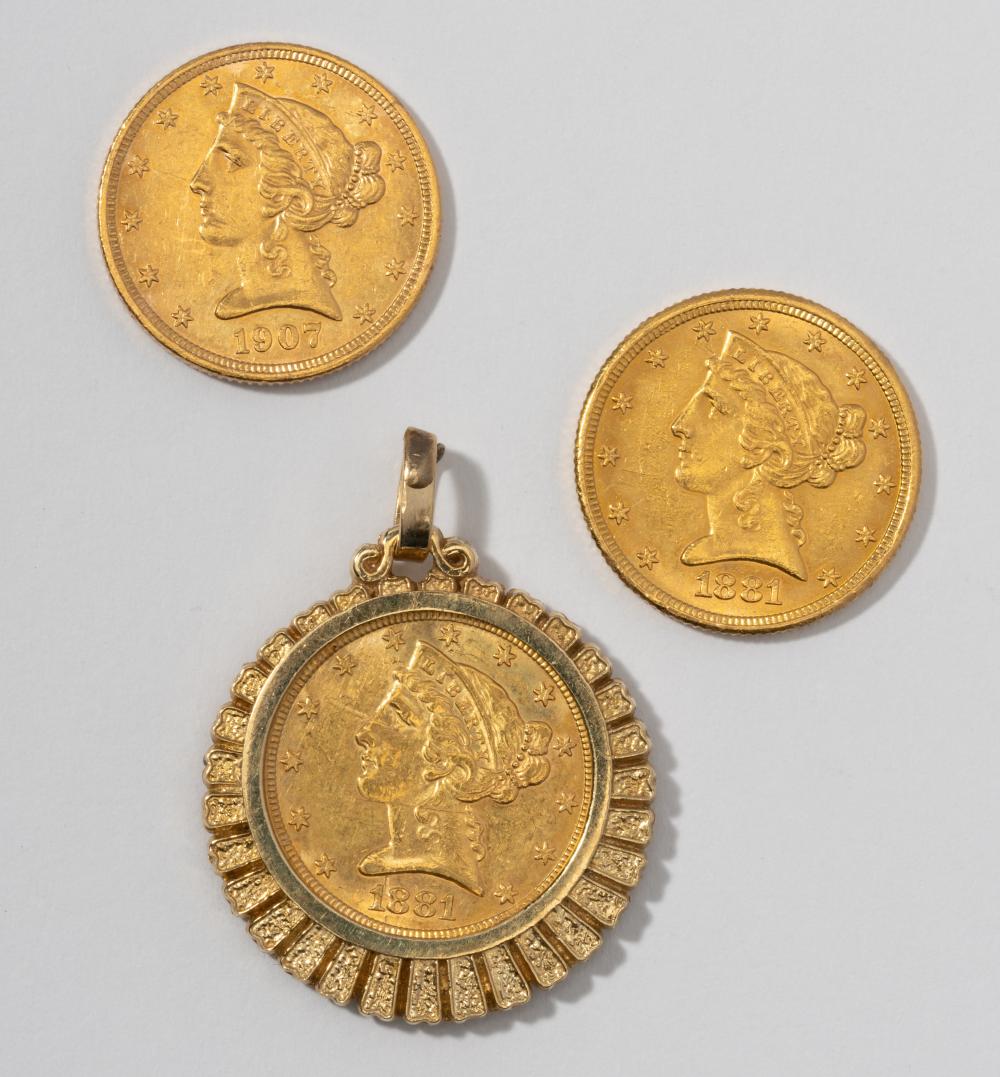 YELLOW GOLD COINS WITH