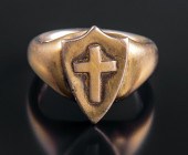 YELLOW GOLD CROSS AND SHIELD R