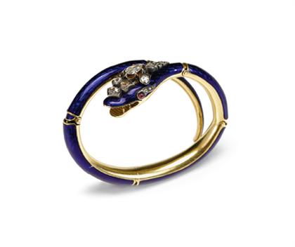 Yellow gold, diamond and enamel