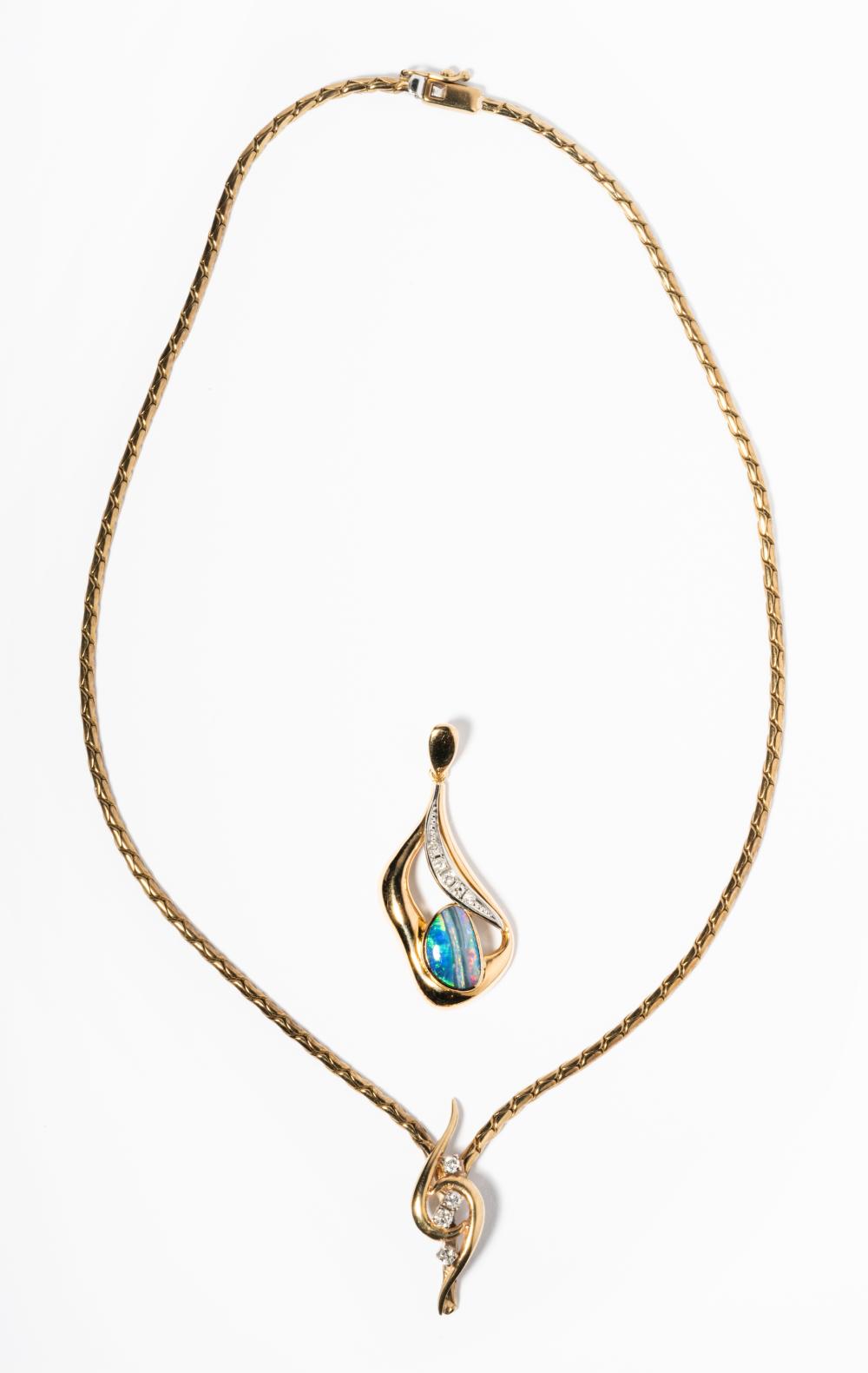 YELLOW GOLD OPAL AND DIAMOND