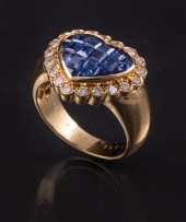 YELLOW GOLD, SAPPHIRE AND DIAM