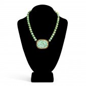 YELLOW GOLD & SPINACH JADE NEC