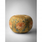 YELLOW-GROUND EMBROIDERED SILK