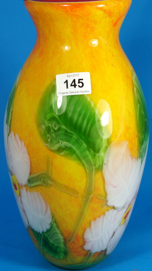Yellow Murano Vase with Daisy ZH02