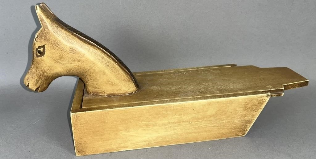YELLOW PAINTED SLIDE LID BOX WITH