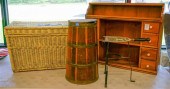 YELLOW PAINTED WICKER TRUNK, B