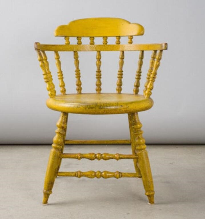 YELLOW PAINTED WINDSOR ARMCHAIRA