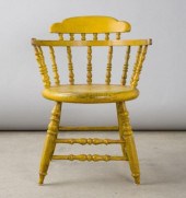 YELLOW PAINTED WINDSOR ARMCHAI