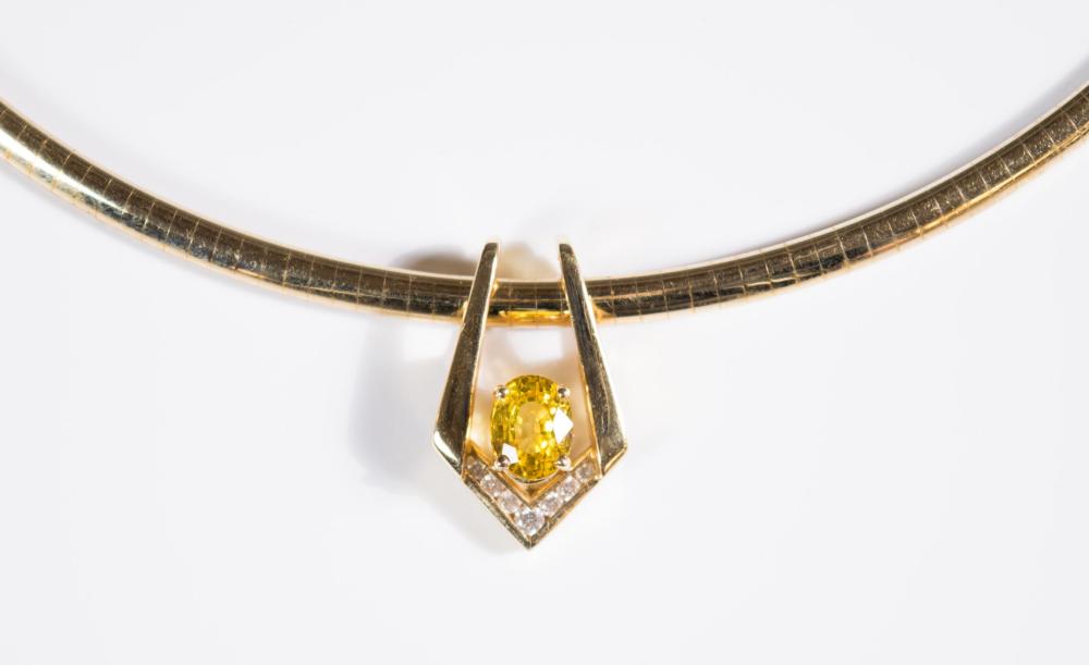 YELLOW SAPPHIRE AND DIAMOND PENDANT