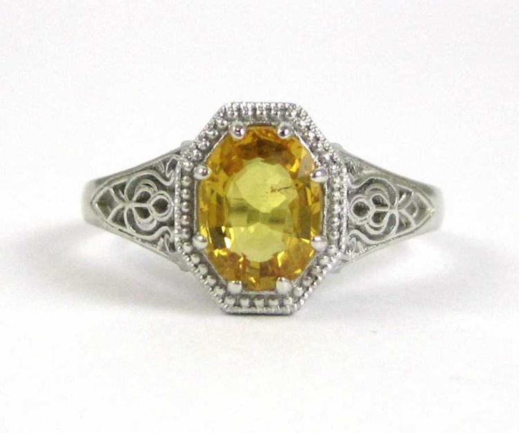 YELLOW SAPPHIRE AND PLATINUM