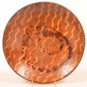 YELLOW SLIP DECORATED REDWARE