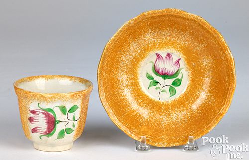 YELLOW SPATTER TULIP CUP AND