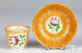 YELLOW SPATTER TULIP CUP AND S