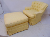 YELLOW UPHOLSTERED ARM CHAIR &