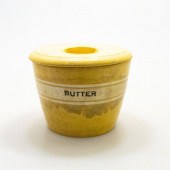 YELLOW WARE BUTTER CROCK WITH