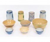 Yelloware mixing bowls; togeth