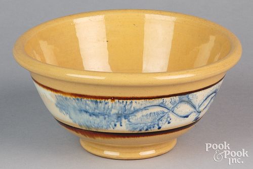 YELLOWWARE MOCHA BOWL, 19TH C.,