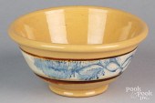YELLOWWARE MOCHA BOWL, 19TH C.