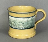 YELLOWWARE MUG WITH GREEN SEAW