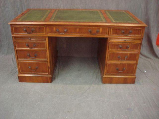 Yew Wood Leathertop Desk. From a