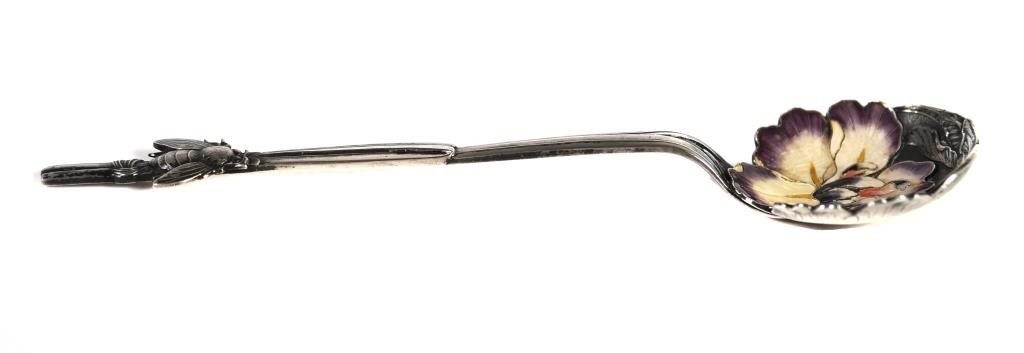 YOKOHAMA STERLING ENAMEL SPOON, BEE