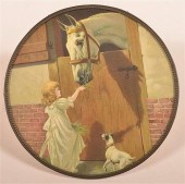YONG GIRL FEEDING A HORSE BY S