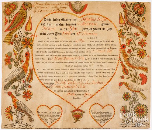 YORK COUNTY FRAKTUR BIRTH