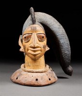 Yoruba carved and painted head