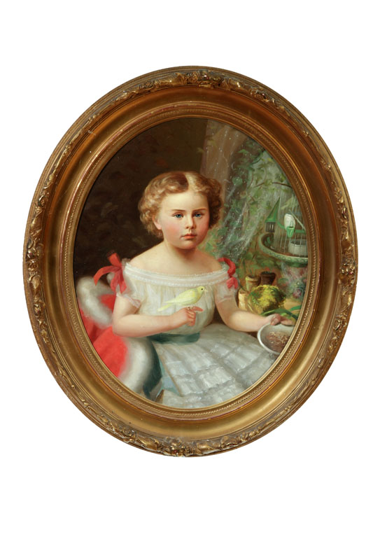 ***YOUNG GIRL WITH CANARY (AMERICAN