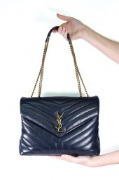 YSL LOULOU BLUE QUILTED LEATHE