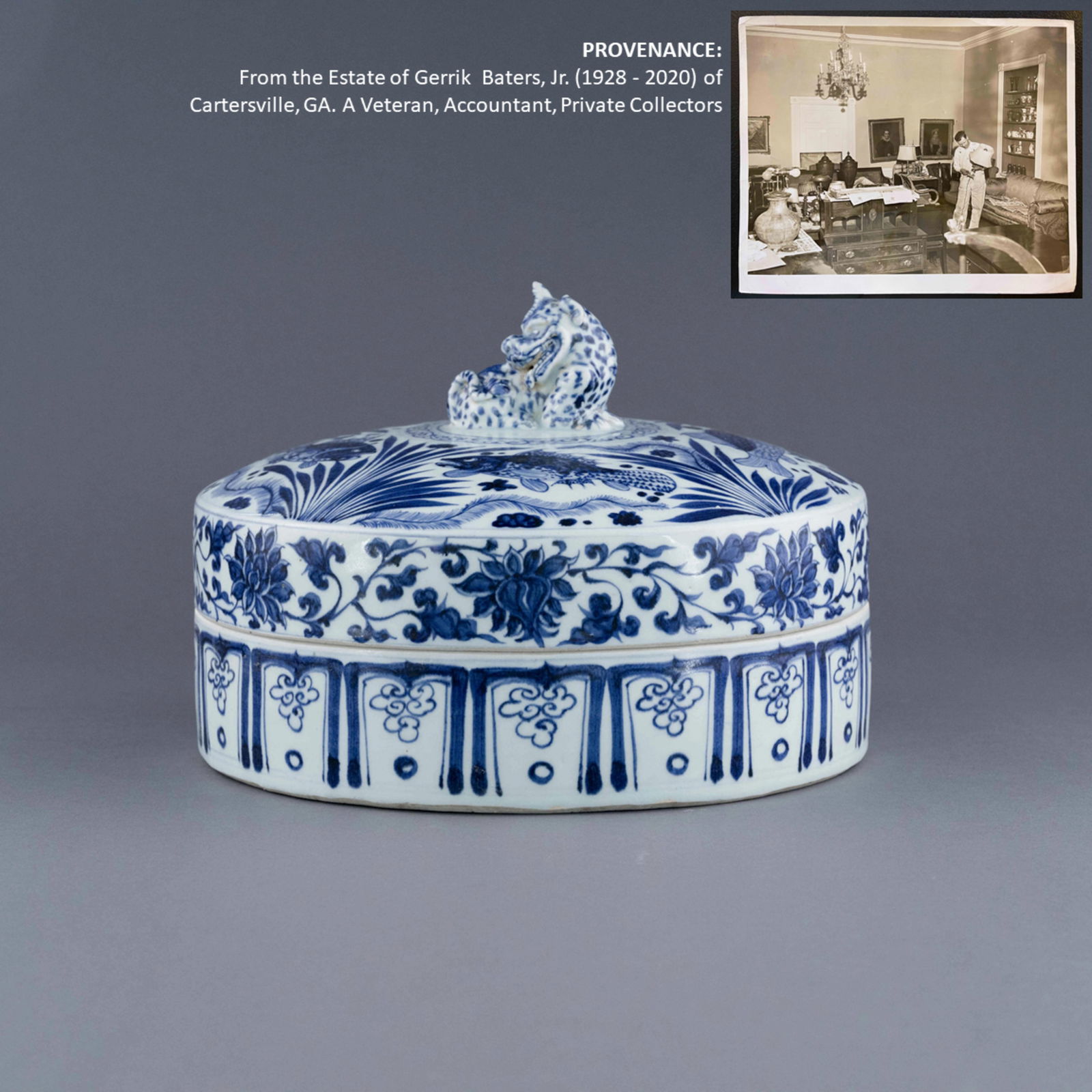 YUAN BLUE & WHITE CARPS LIDDED