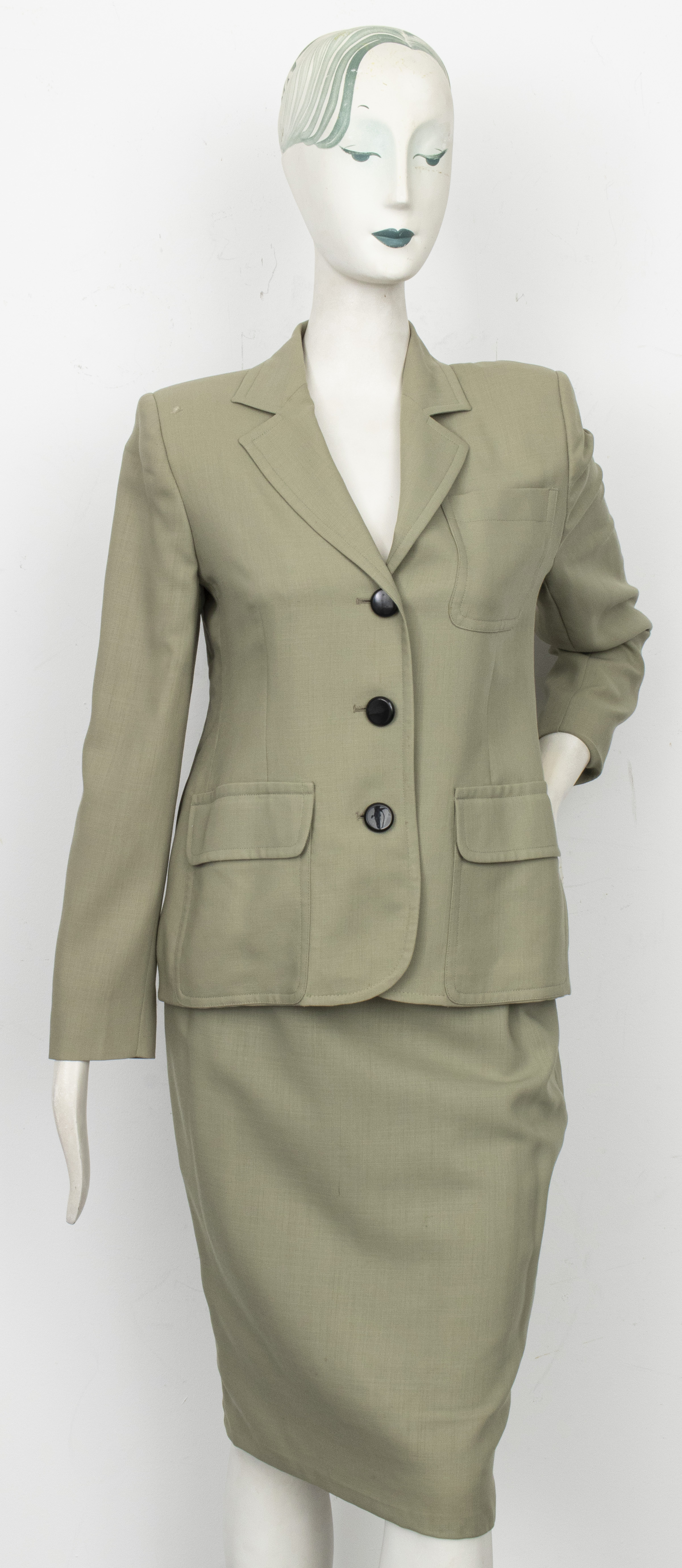YVES SAINT LAURENT GREEN SKIRT SUIT