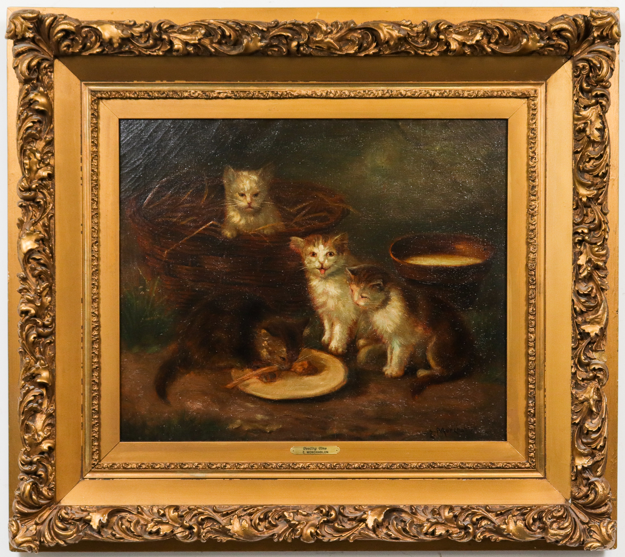 Z. MONCHABLON "FEEDING TIME" OIL ON