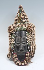 ZAIRE BEADED KUBA HELMET MASK: