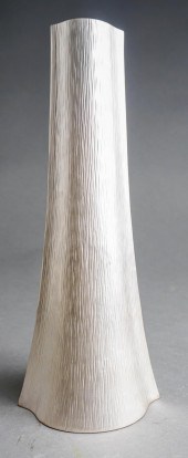 ZANETTO SILVERED METAL VASE, H