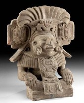 ZAPOTEC POTTERY SEATED GOD COC