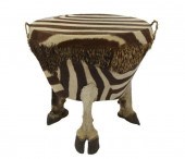 ZEBRA HIDE UPHOLSTERED STOOL W