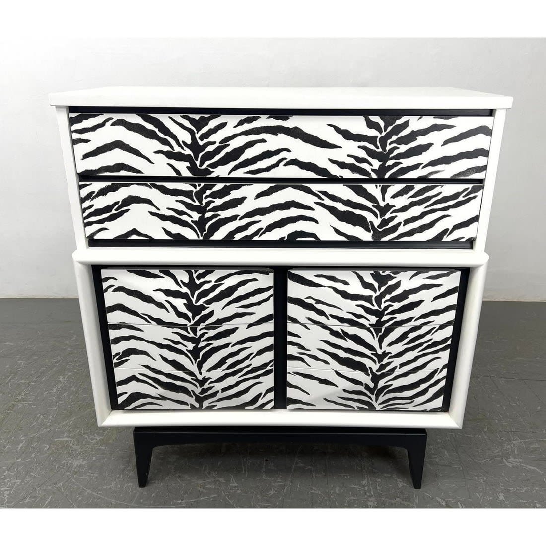 Zebra Pattern Painted Tall Chest