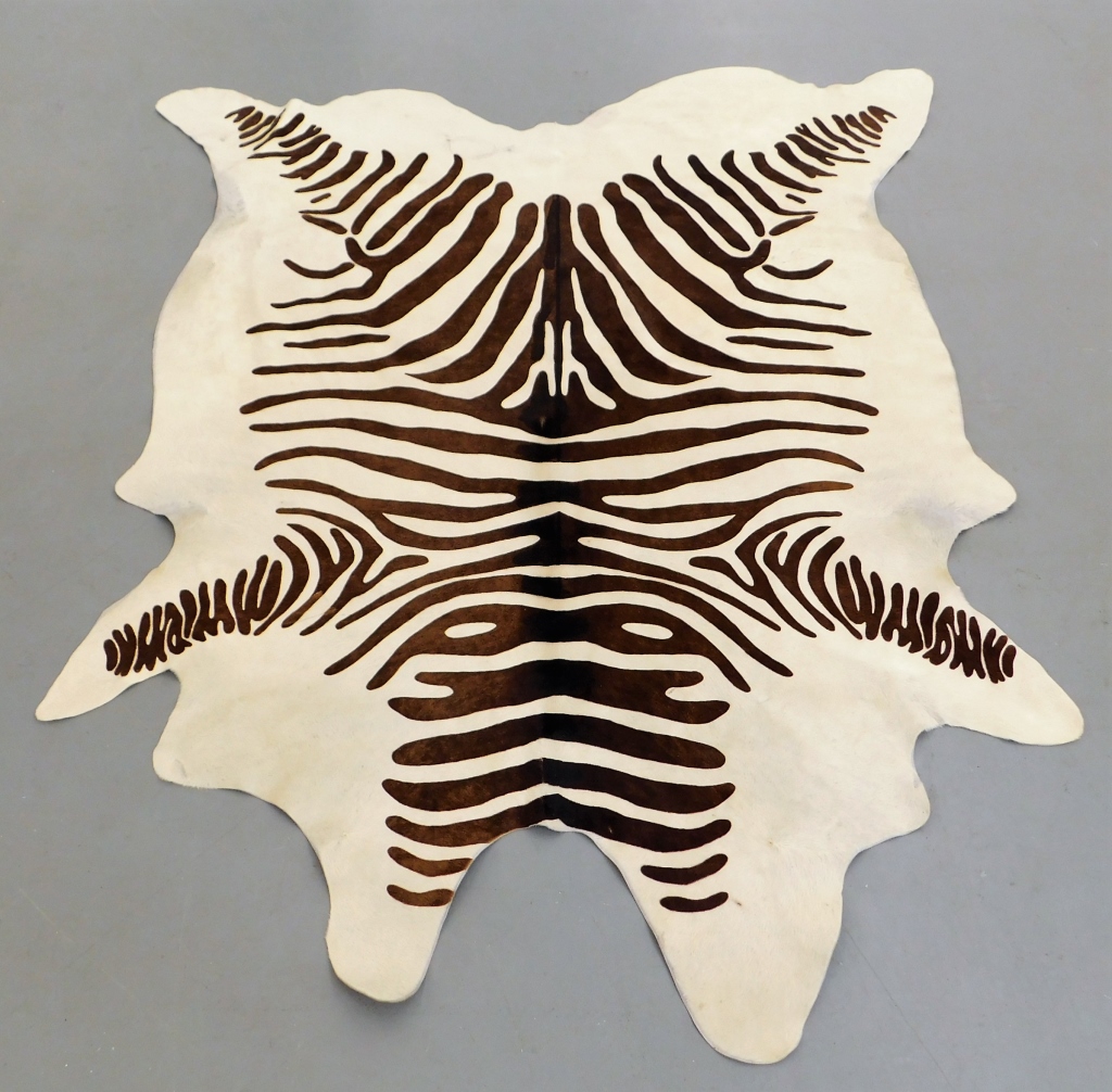 ZEBRA PRINT COWHIDE AREA RUG