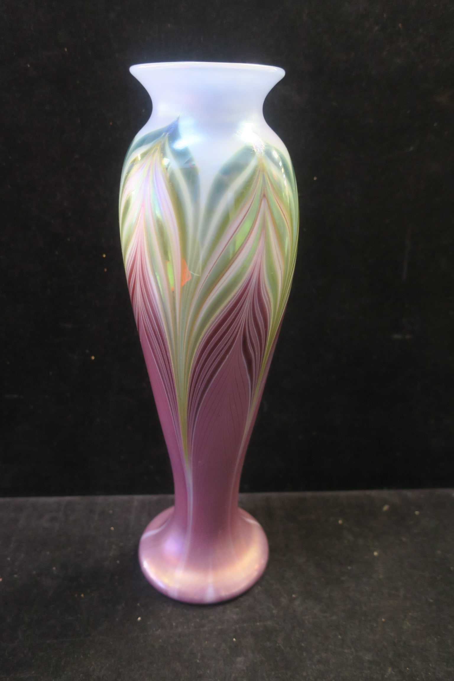 ZELLIQUE ART GLASS PULLED FEATHER
