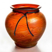 ZELLIQUE ART GLASS VASEOrange