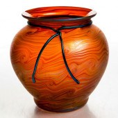 ZELLIQUE ART GLASS VASEOrange