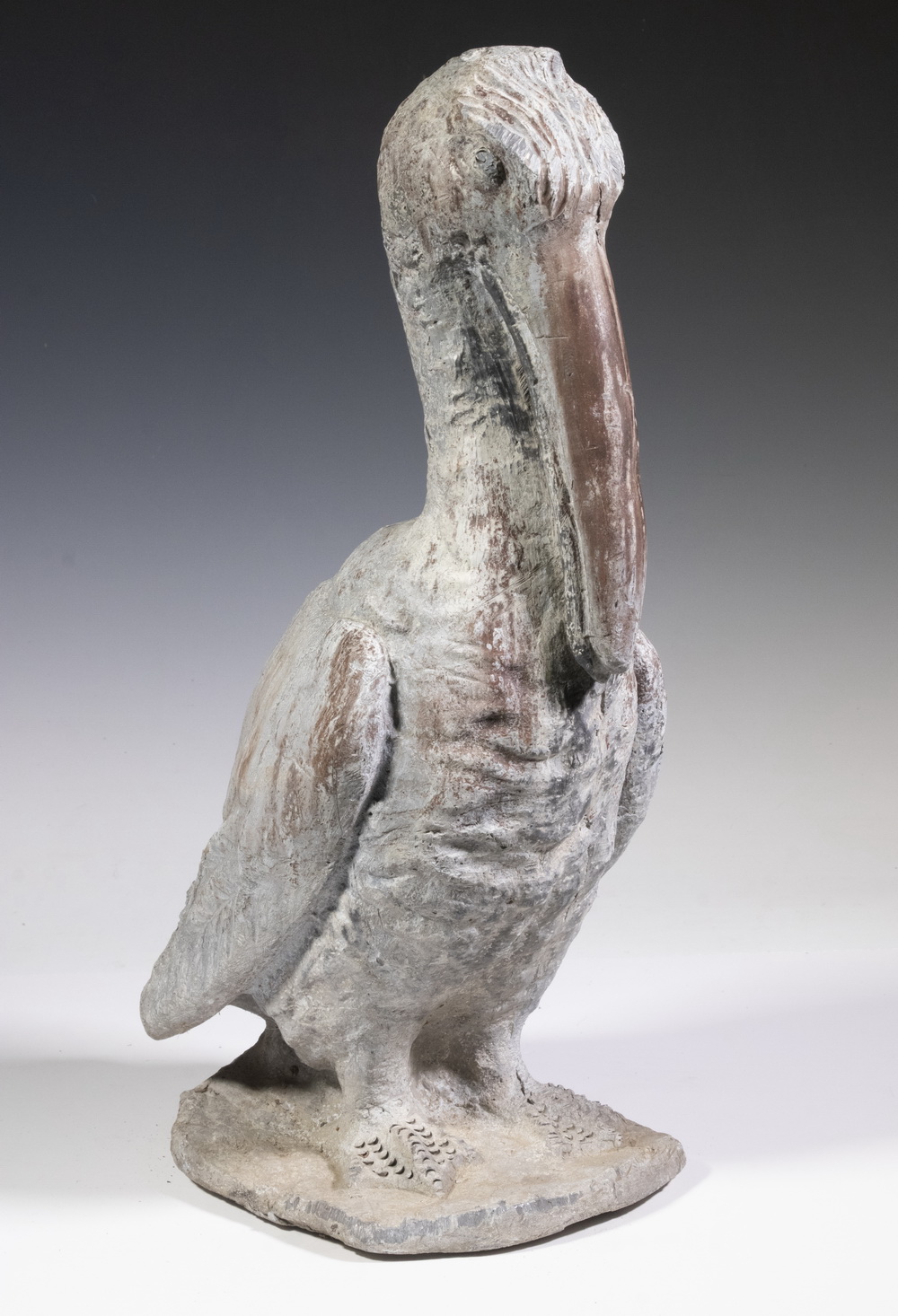 ZINC PELICAN GARDEN STATUE, CIRCA