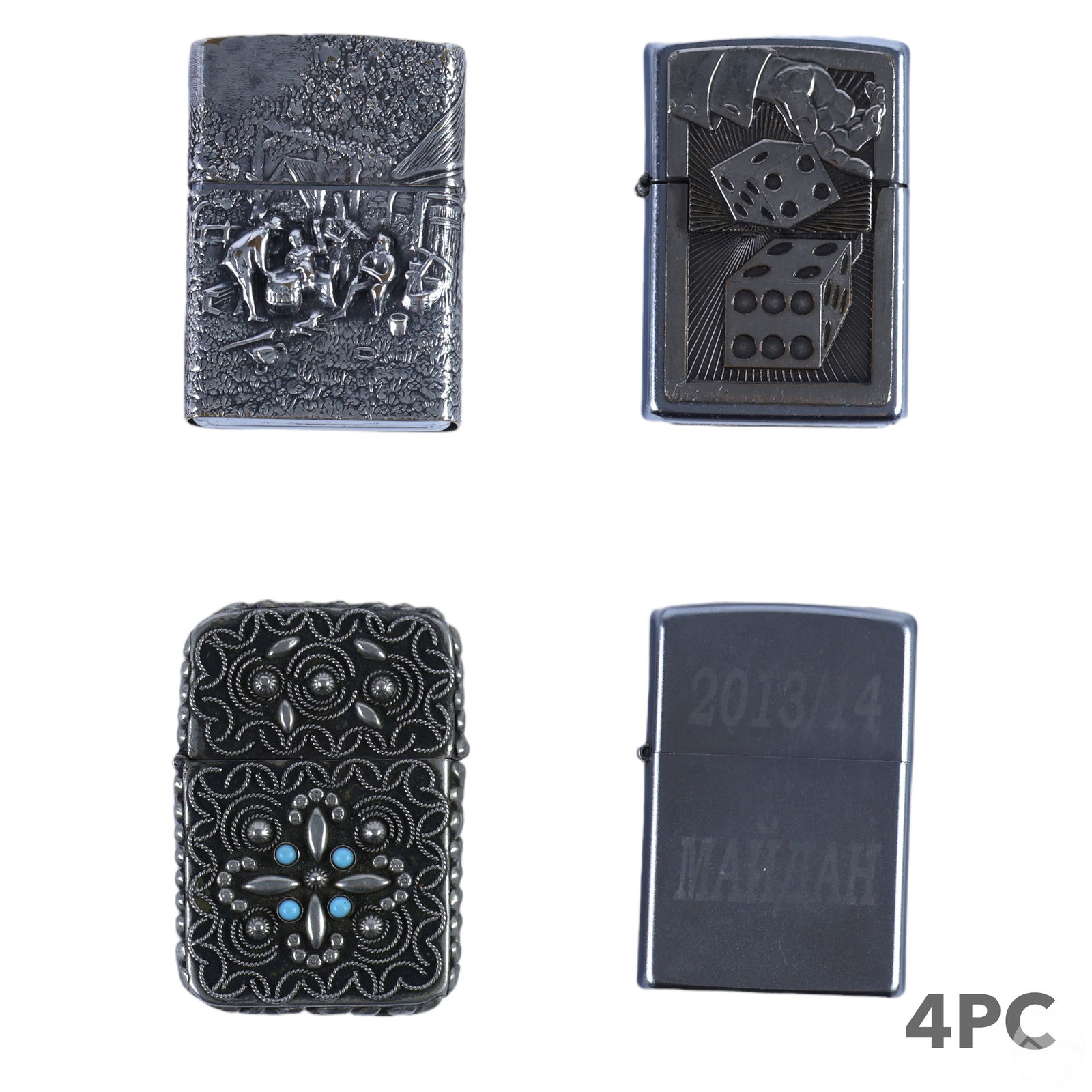 ZIPPO STERLING SILVER LIGHTER 4PC