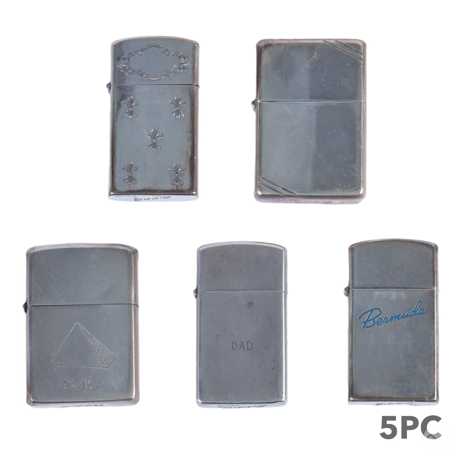 ZIPPO STERLING SILVER LIGHTER 5PC