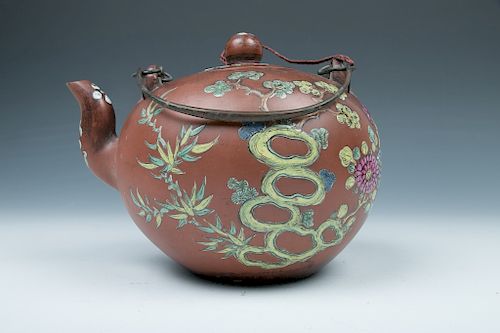 ZISHA POLYCHROME TEAPOT 18TH