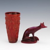 ZSOLNAY FIGURAL VASE WITH FOX